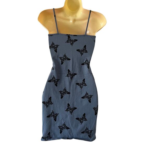 Wild Fable Blue Butterfly Print Knit Mini Dress Size Small Summer Beach - Picture 2 of 8
